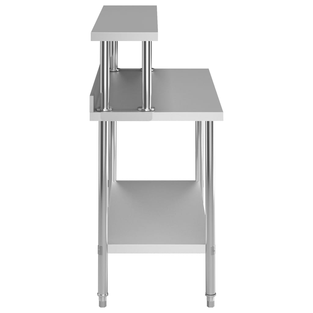 vidaXL Mesa de trabajo de cocina con estante acero inox 120x60x120 cm