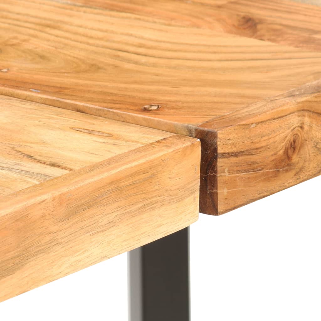 vidaXL Set muebles de bar 9 pzas madera maciza acacia cuero real lona
