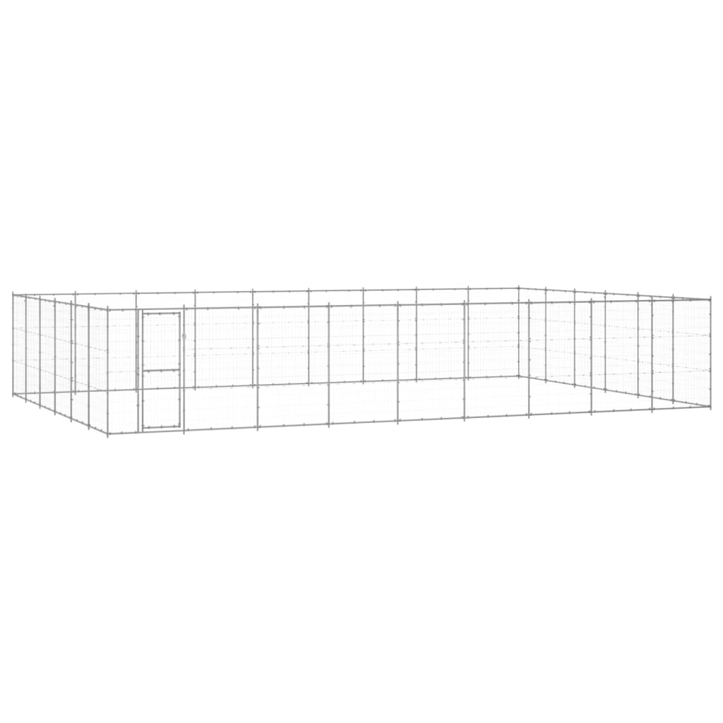 vidaXL Perrera de exterior de acero galvanizado 65,34 m²