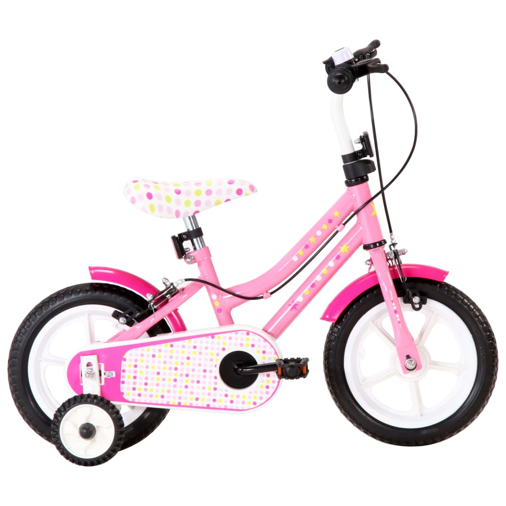vidaXL Bicicleta infantil 12 pulgadas blanco y rosa