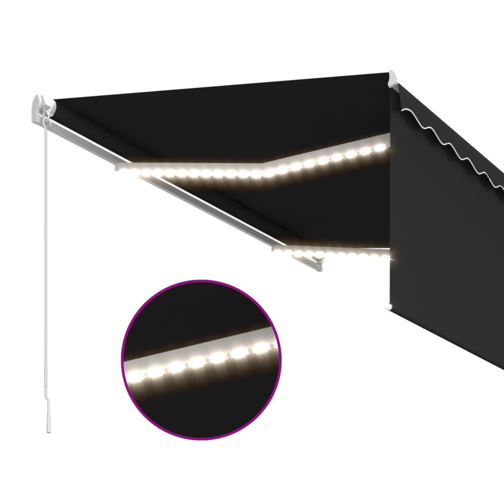 vidaXL Toldo retráctil manual con persiana y luz LED antracita 3x2,5 m