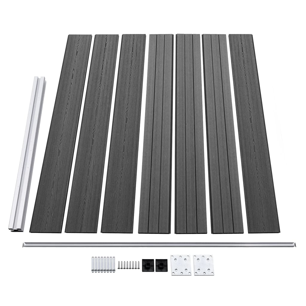 vidaXL Set de paneles de valla WPC negro 353x146 cm
