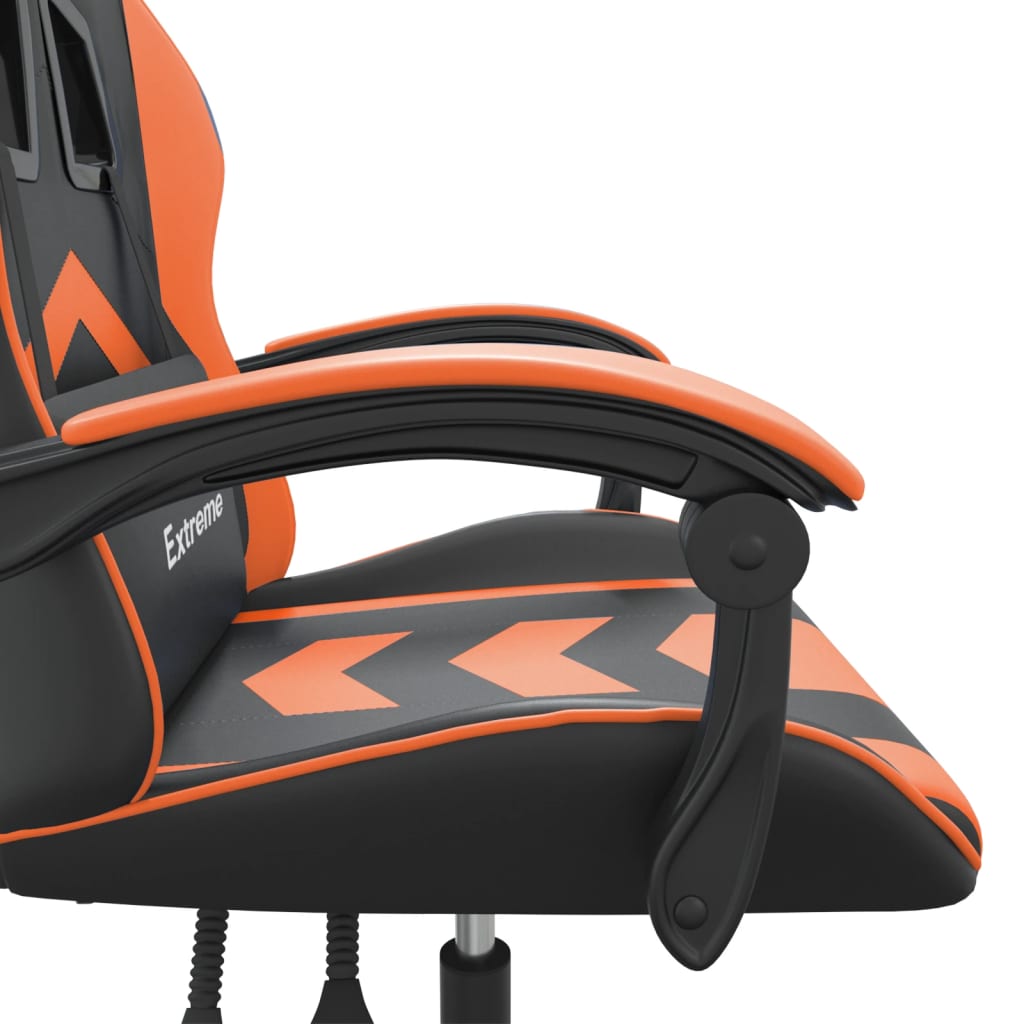 vidaXL Silla gaming giratoria cuero sintético negro y naranja