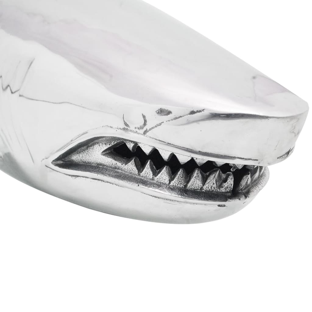 vidaXL Tiburón decorativo para pared de aluminio plateado