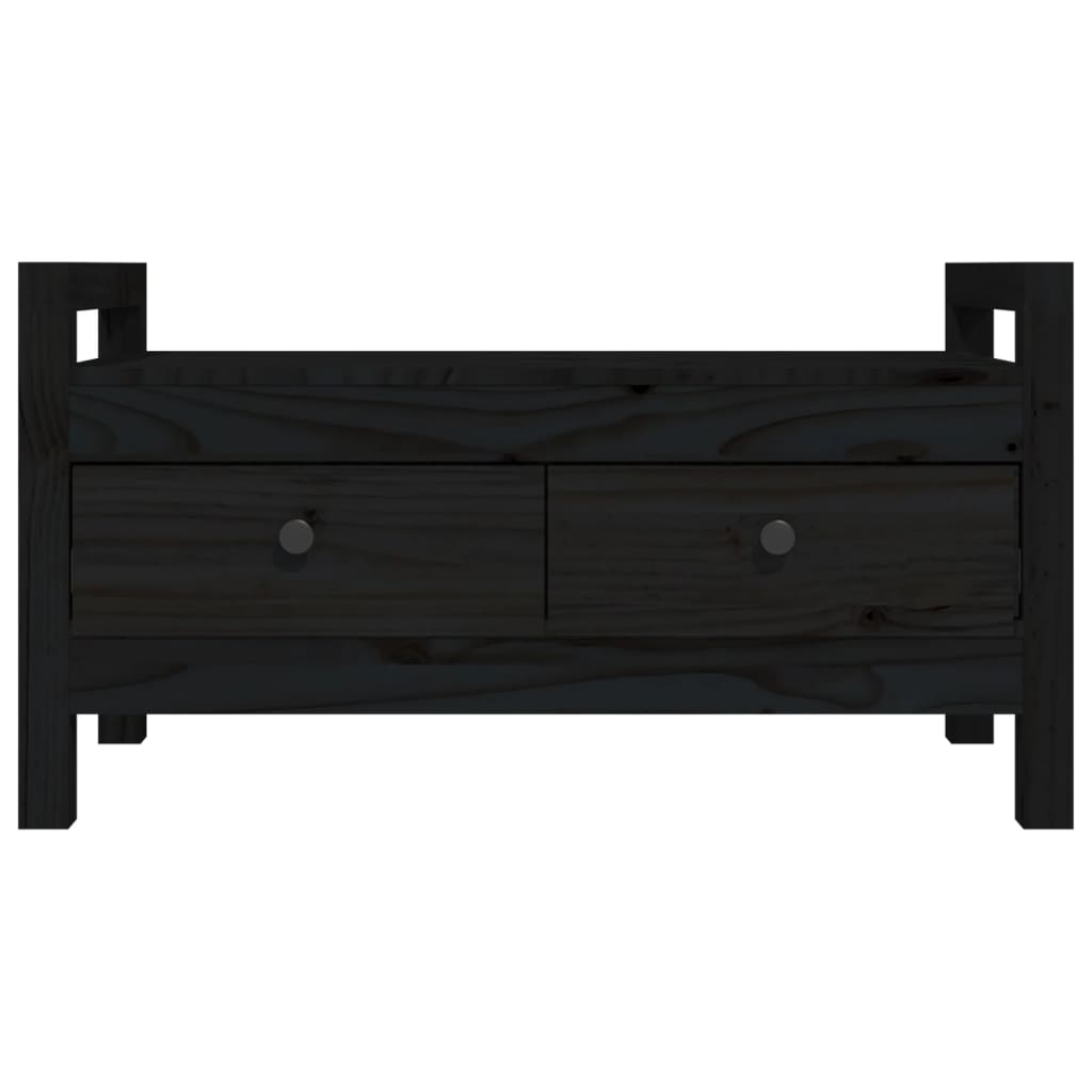 vidaXL Banco de recibidor madera maciza de pino negro 80x40x43 cm