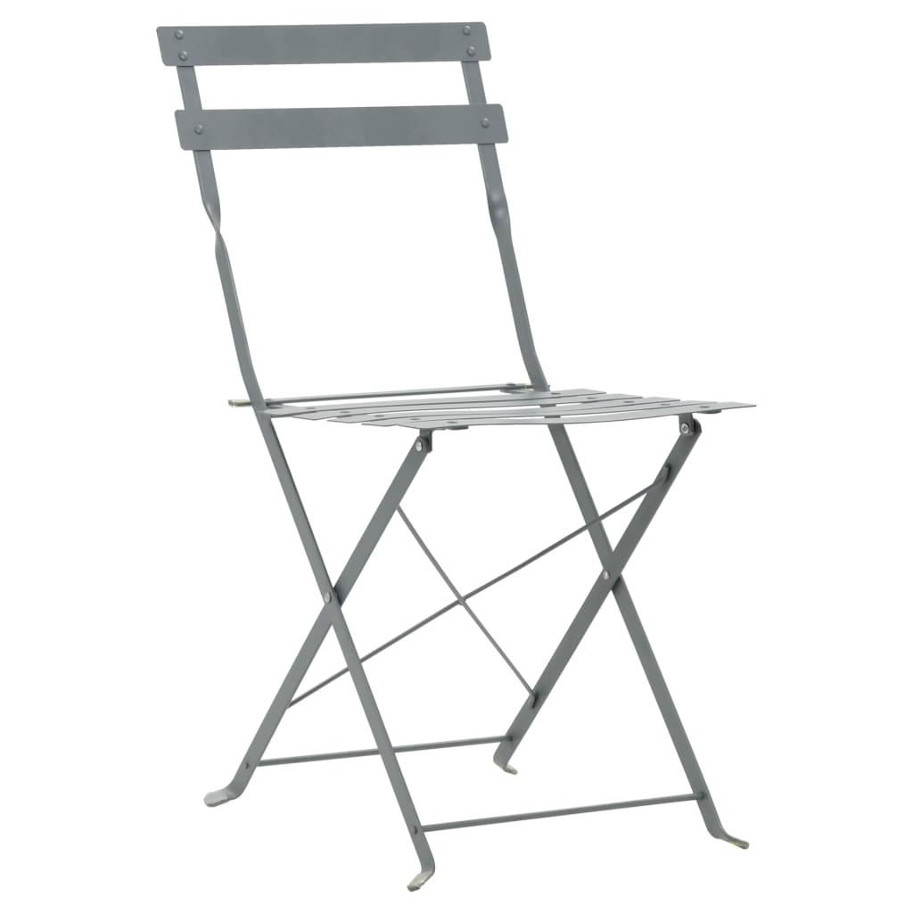 vidaXL Mesa y sillas bistró de jardín 3 piezas acero gris