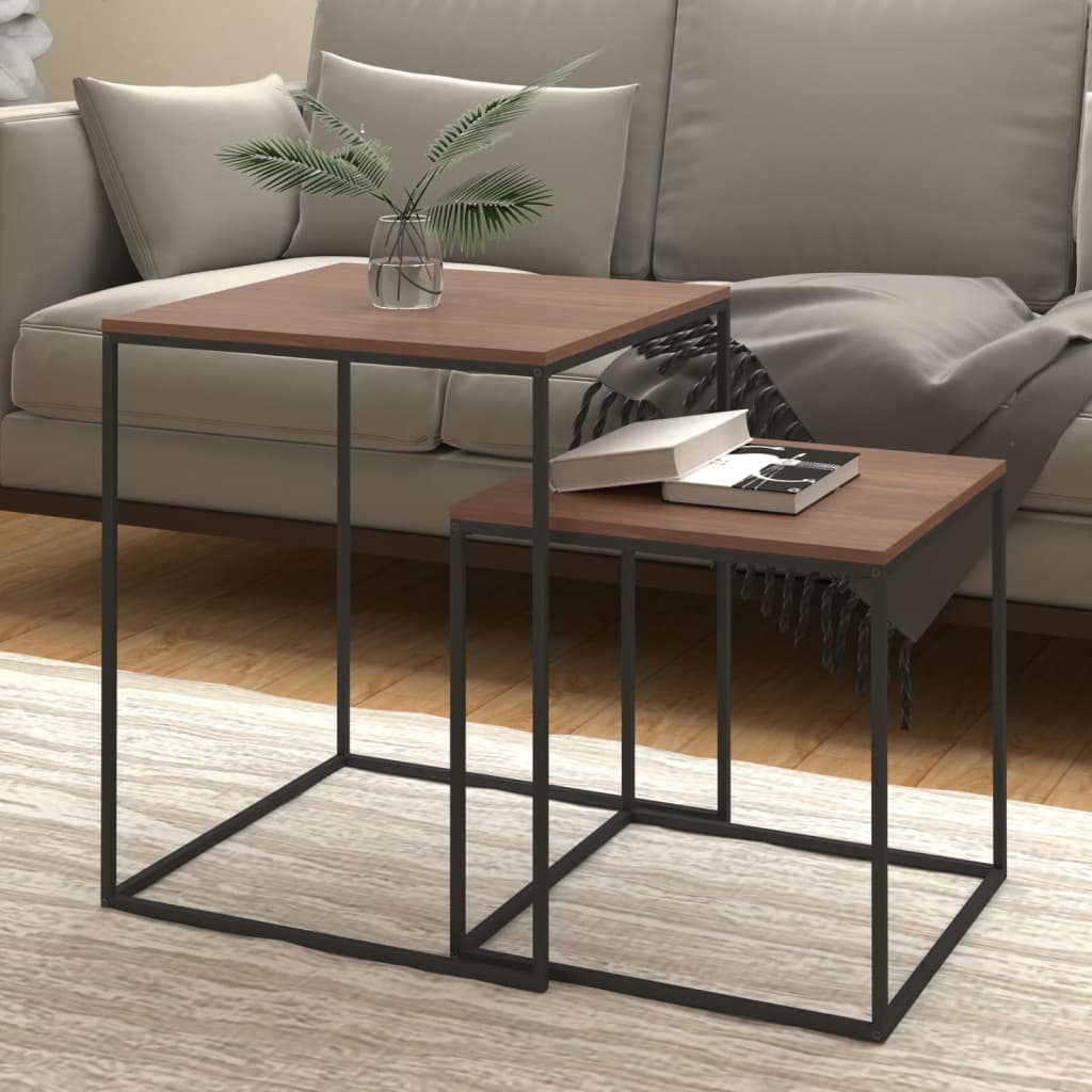 vidaXL Juego de mesas de centro 2 piezas madera contrachapada y metal