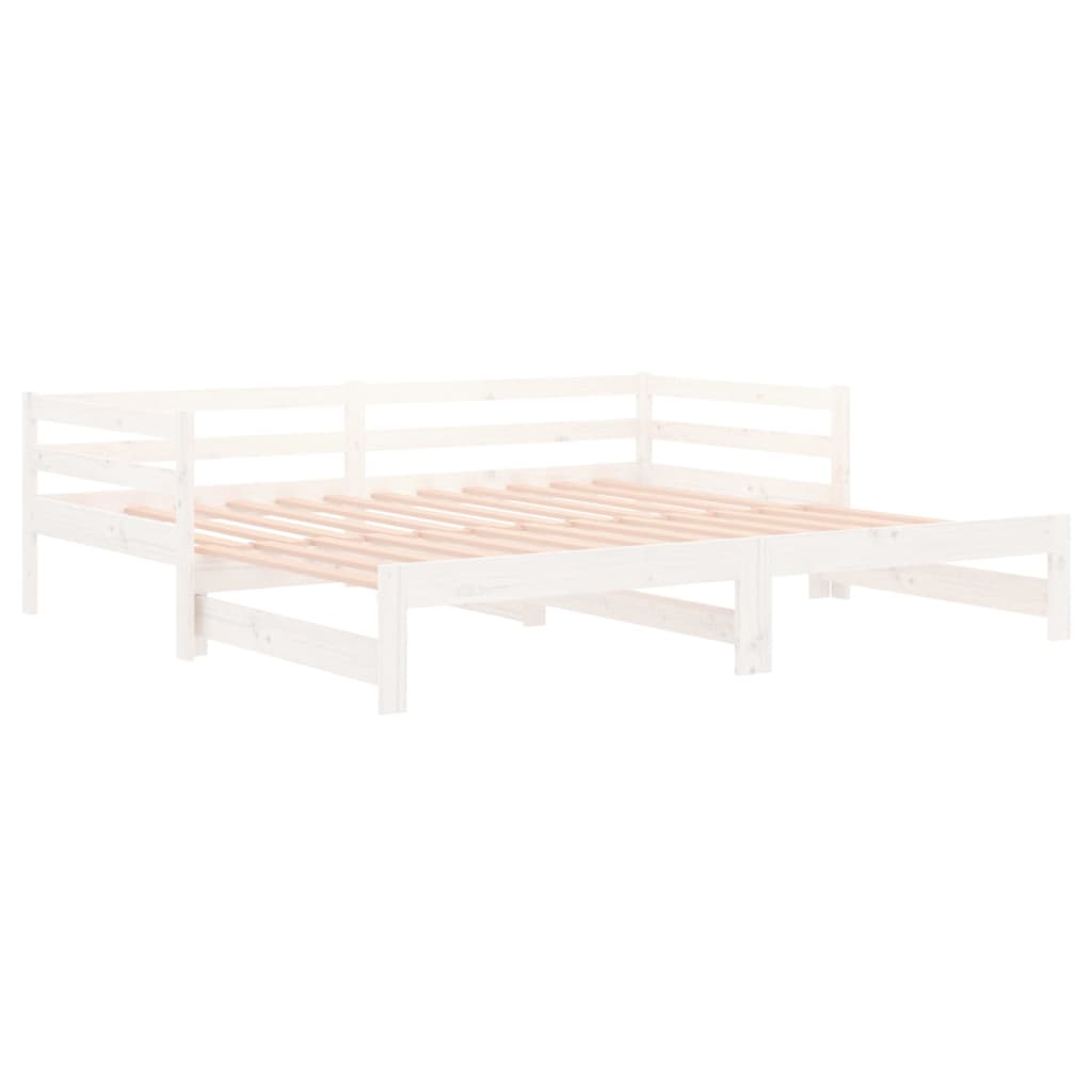 vidaXL Sofá cama extraíble madera maciza de pino blanco 2x(90x190) cm