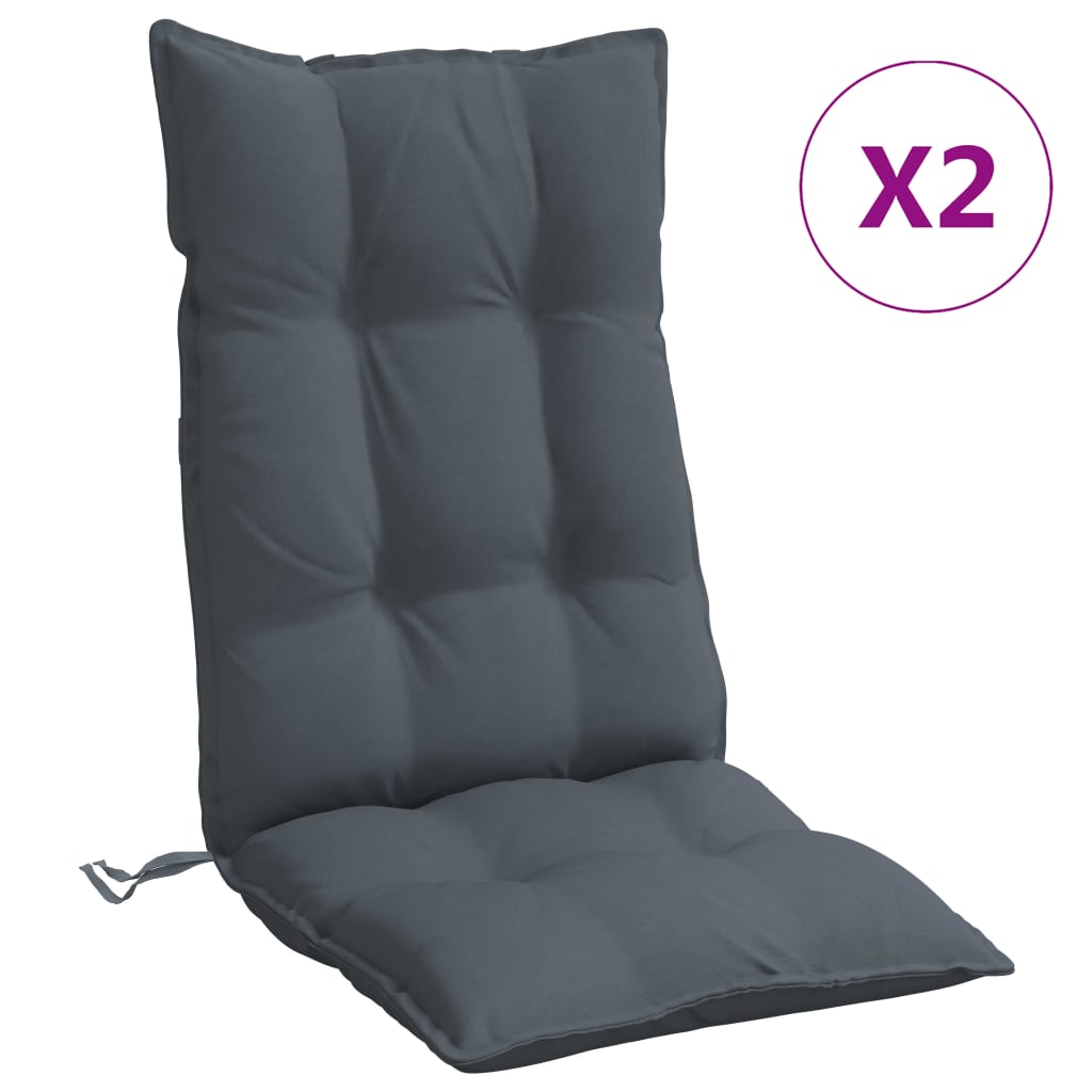 vidaXL Cojines de silla respaldo alto 2 uds tela Oxford gris antracita