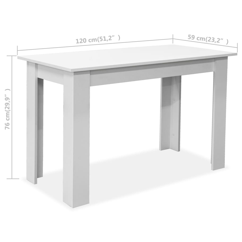 vidaXL Mesa de comedor y bancos 3 piezas madera contrachapada blanca