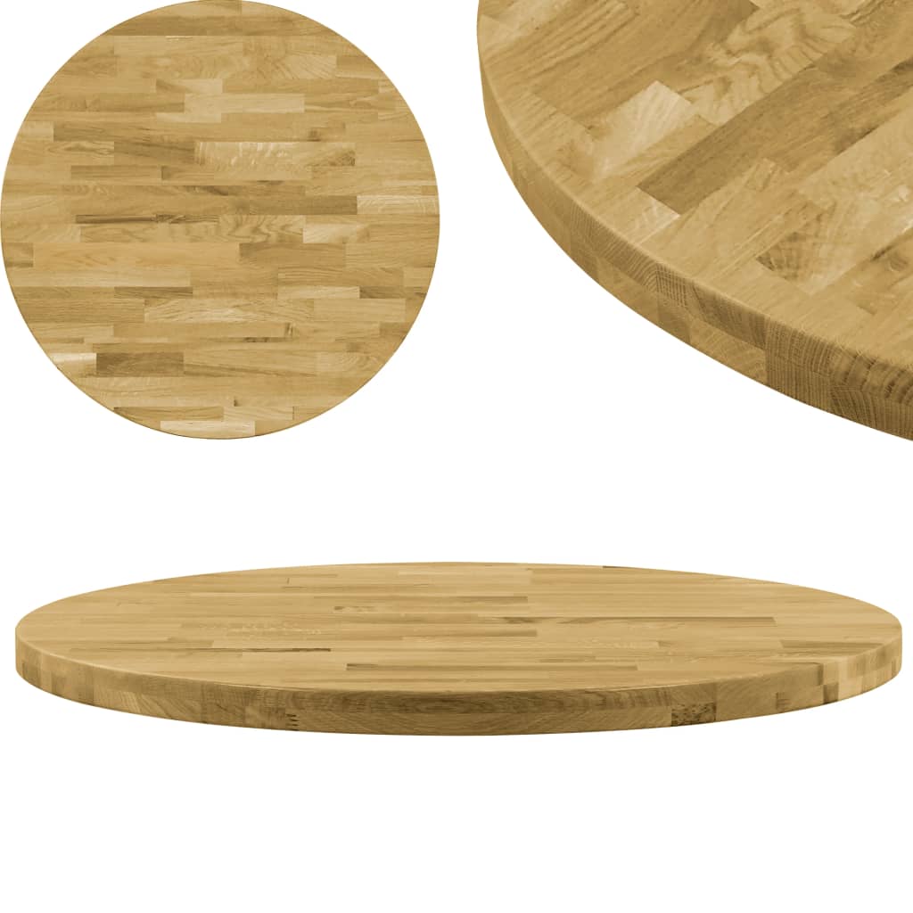 vidaXL Superficie de mesa redonda madera maciza de roble 44 mm 600 mm
