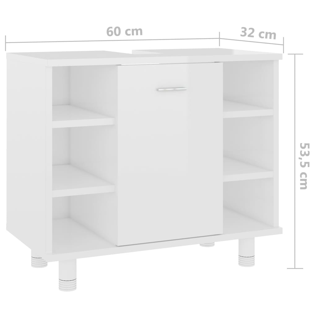 vidaXL Juego muebles de baño 4 pzas madera de ingeniería blanco brillo