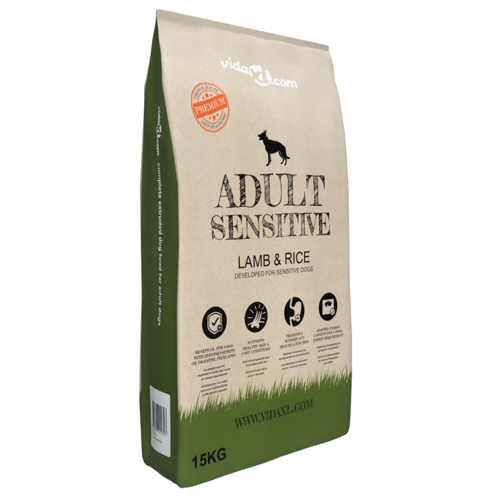 vidaXL Comida seca para perro premium Adult Sensitive Lamb & Rice 15kg
