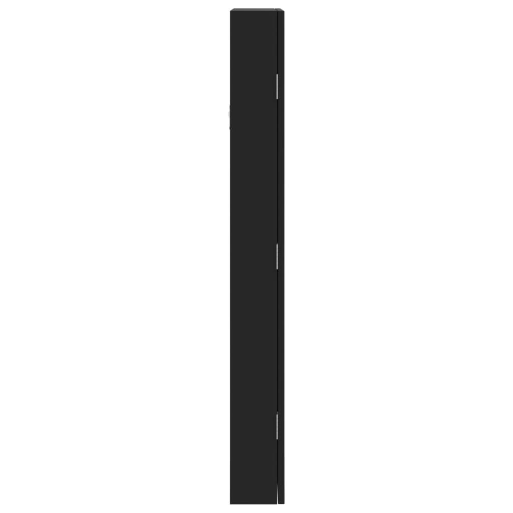 vidaXL Espejo con joyero de pared negro 37,5x10x90 cm