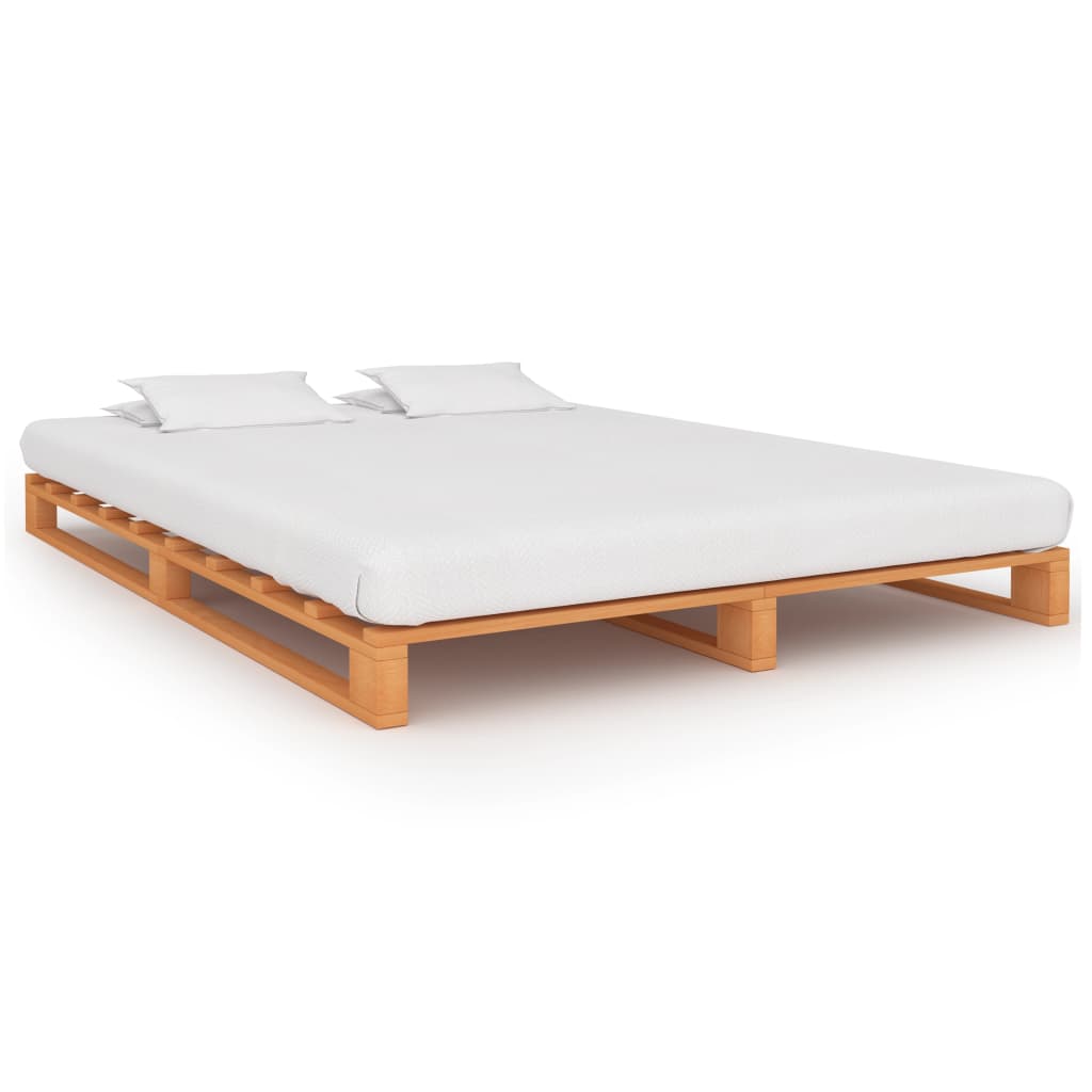vidaXL Estructura de cama de palés madera maciza pino marrón 200x200cm