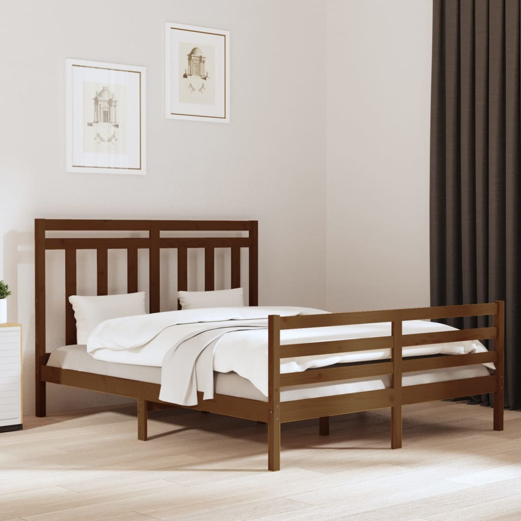 vidaXL Estructura de cama madera maciza de pino marrón miel 160x200 cm