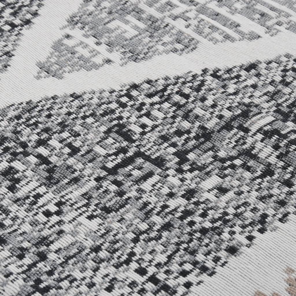 vidaXL Alfombra de algodón negro y gris 100x200 cm