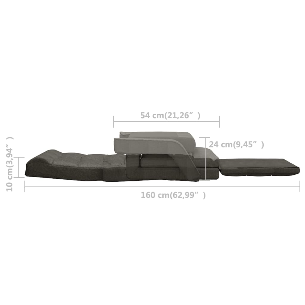 vidaXL Silla de suelo plegable con función de cama de tela gris oscuro