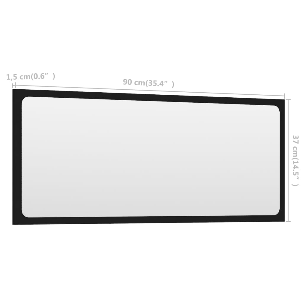 vidaXL Espejo de baño madera contrachapada negro 90x1,5x37 cm