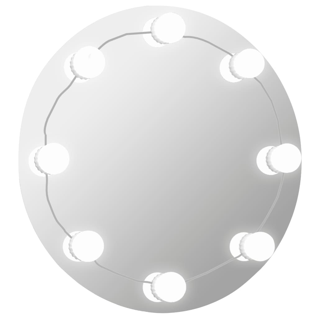 vidaXL Espejo de pared con luces LED redondo de vidrio