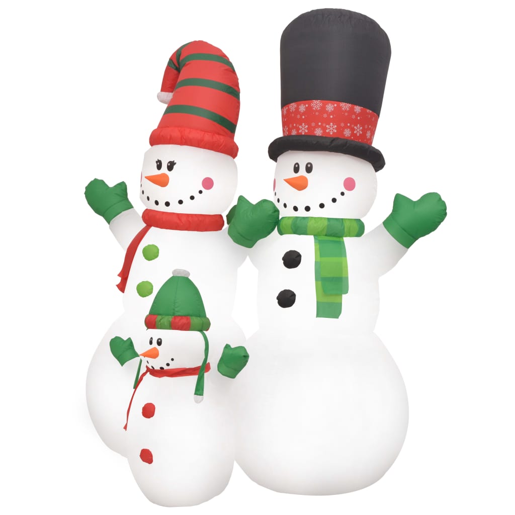 vidaXL Familia de muñecos de nieve inflables con LED 240 cm