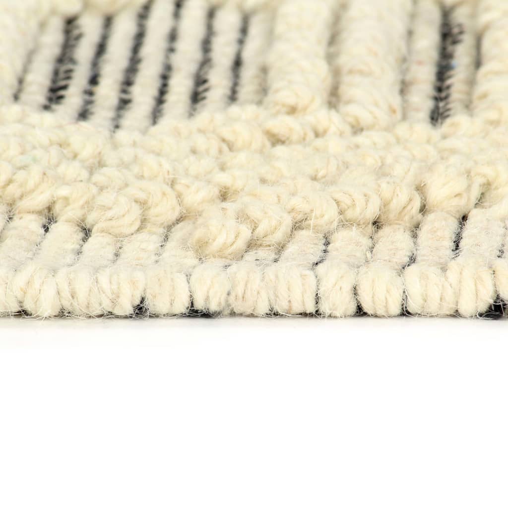 vidaXL Alfombra tejida a mano de lana blanco/negro 80x150 cm