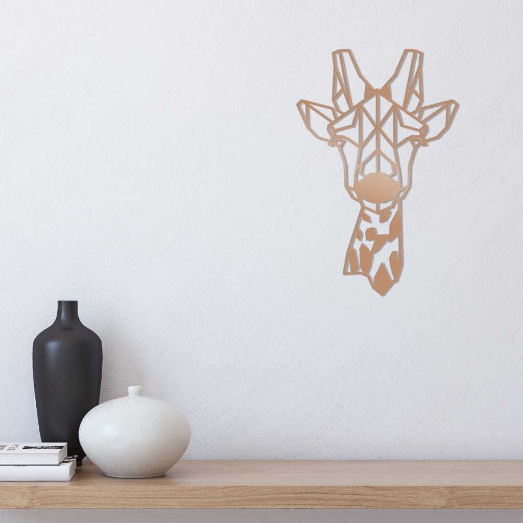 Homemania Adorno de pared Giraffe acero cobre 33x50 cm