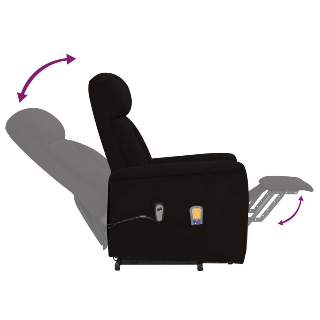 vidaXL Sillón de masaje reclinable tela de microfibra negra