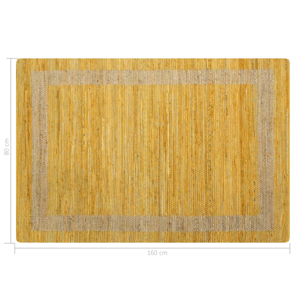 vidaXL Alfombra hecha a mano de yute amarilla 80x160 cm