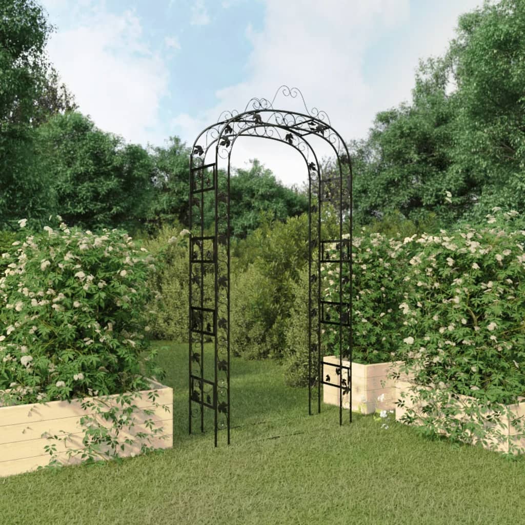 vidaXL Arco de jardín acero negro 116x45x240 cm