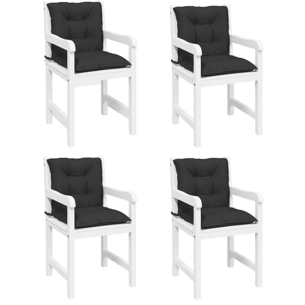 vidaXL Cojines para sillas de jardín 4 unidades negro 100x50x7 cm