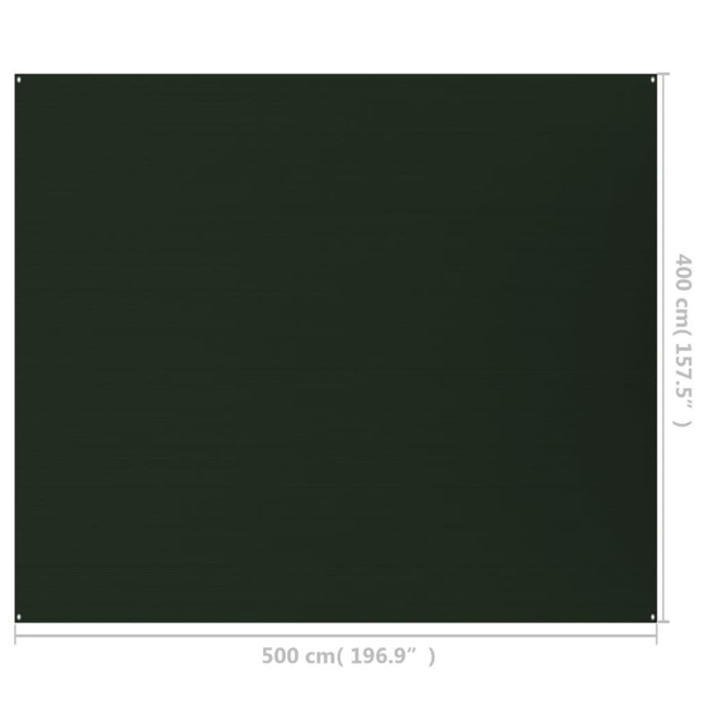 vidaXL Alfombra para tienda de campaña HDPE verde oscuro 400x500 cm
