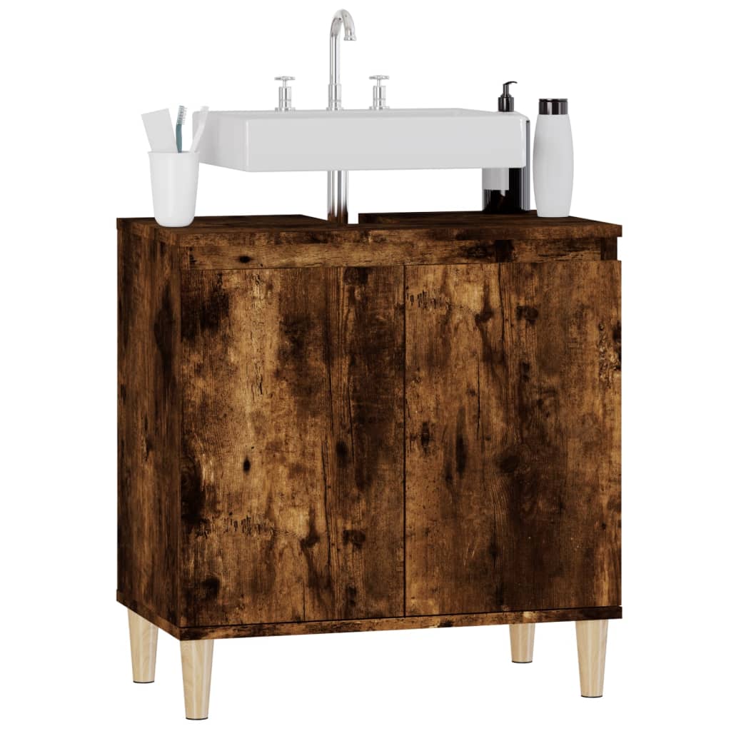 vidaXL Armario de lavabo madera contrachapada roble ahumado 58x33x60cm