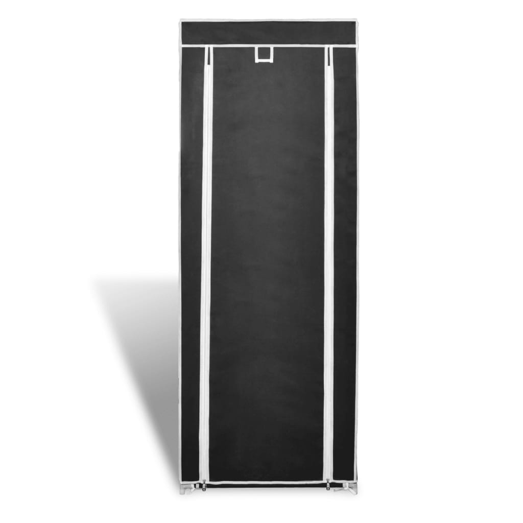vidaXL Zapatero de tela con cubierta negro 57x29x162 cm