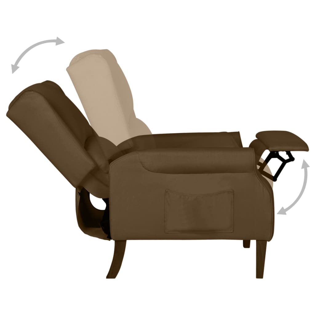 vidaXL Silla reclinable de tela marrón
