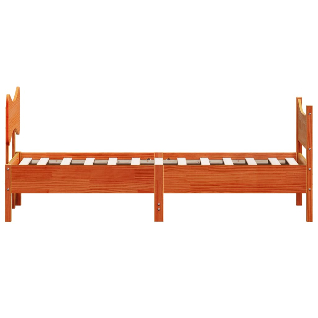 vidaXL Estructura cama con cabecero madera pino marrón cera 100x200 cm