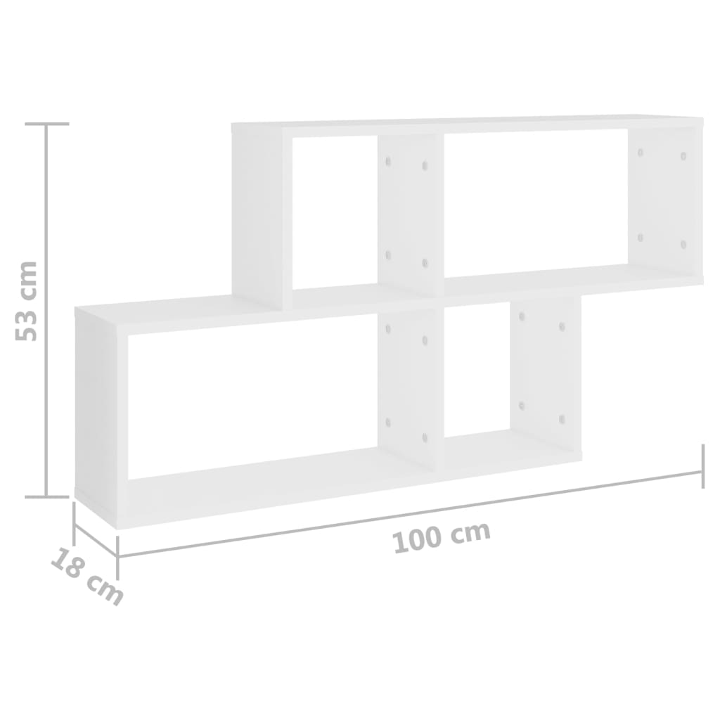 vidaXL Estantería de pared madera contrachapada blanco 100x18x53 cm