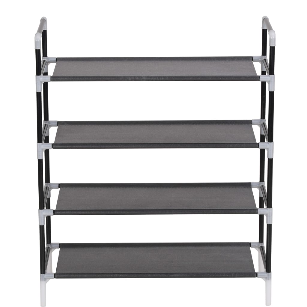 vidaXL Zapatero con 4 estantes de metal y textil no tejido negro