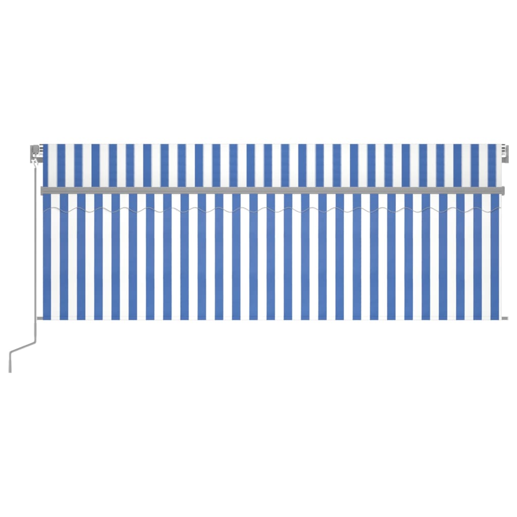 vidaXL Toldo retráctil manual con persiana azul y blanco 4,5x3 m