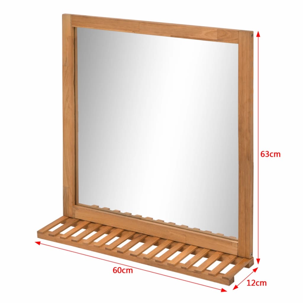 vidaXL Espejo de cuarto de baño 60x63 cm madera maciza de nogal