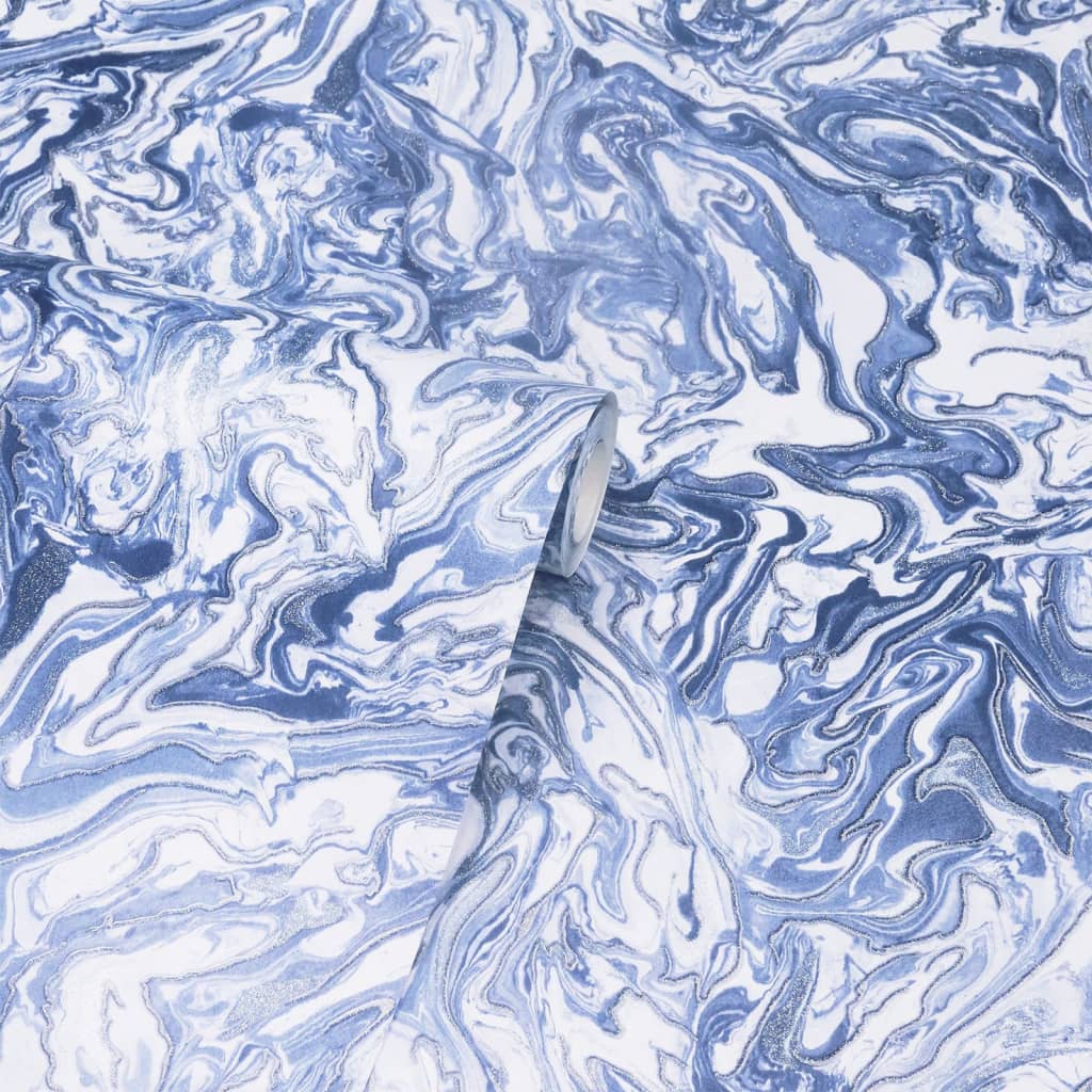 DUTCH WALLCOVERINGS Papel pintado Liquid Marble azul