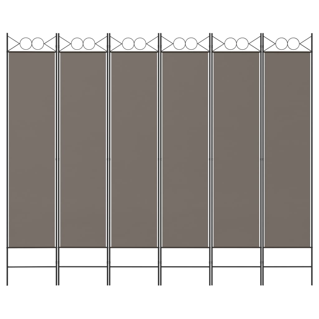 vidaXL Biombo divisor de 6 paneles de tela gris antracita 240x200 cm