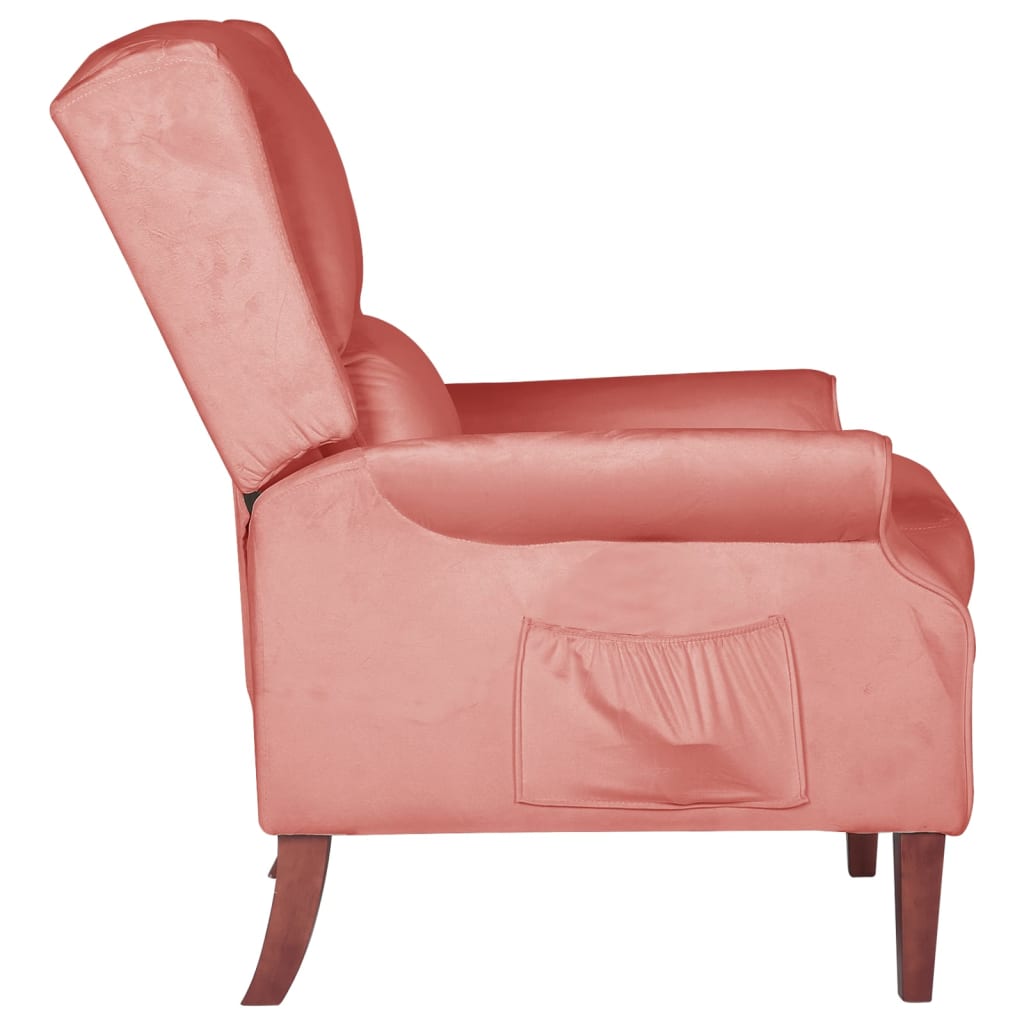 vidaXL Silla reclinable de terciopelo rosa
