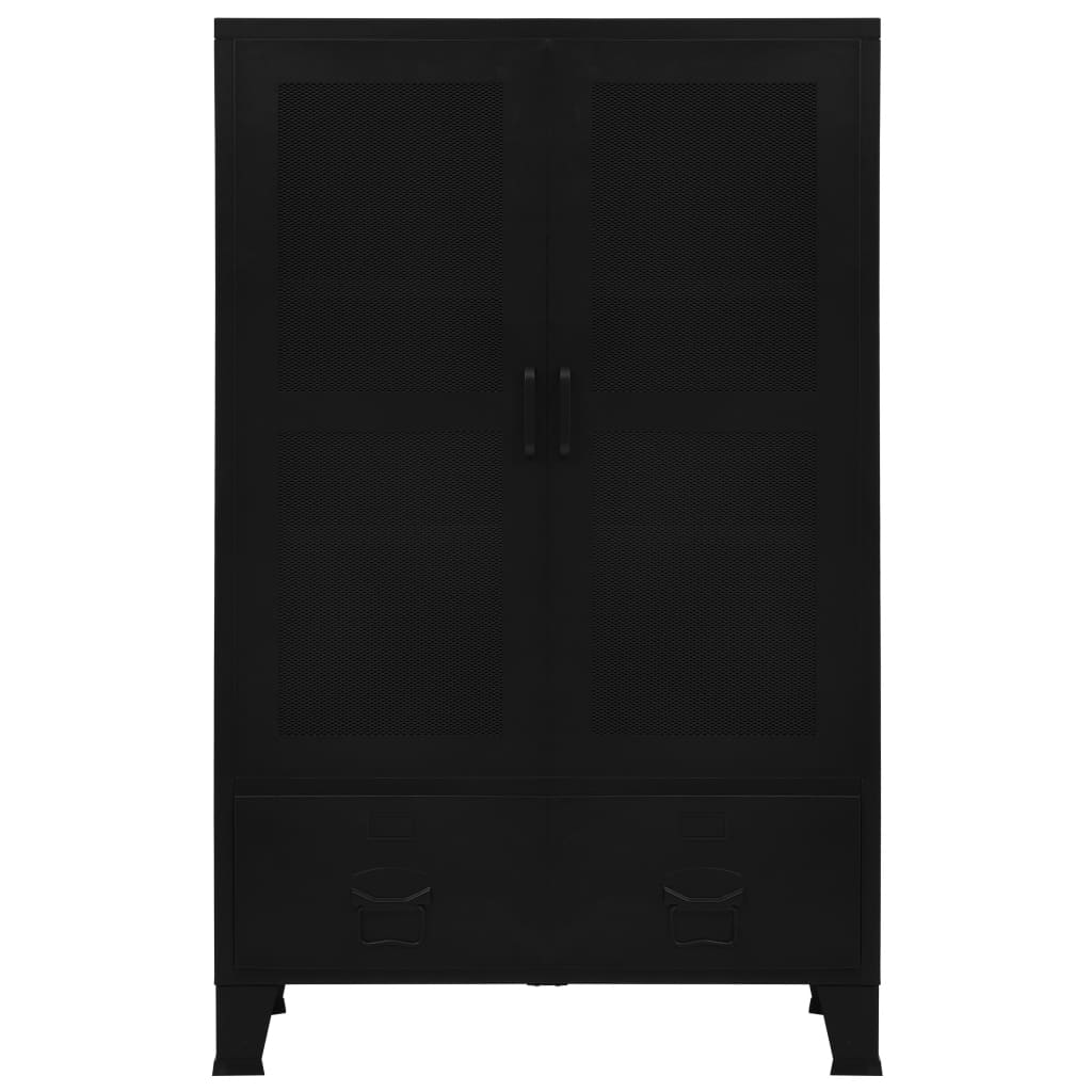 vidaXL Armario oficina indutrial puertas malla acero negro 75x40x120cm