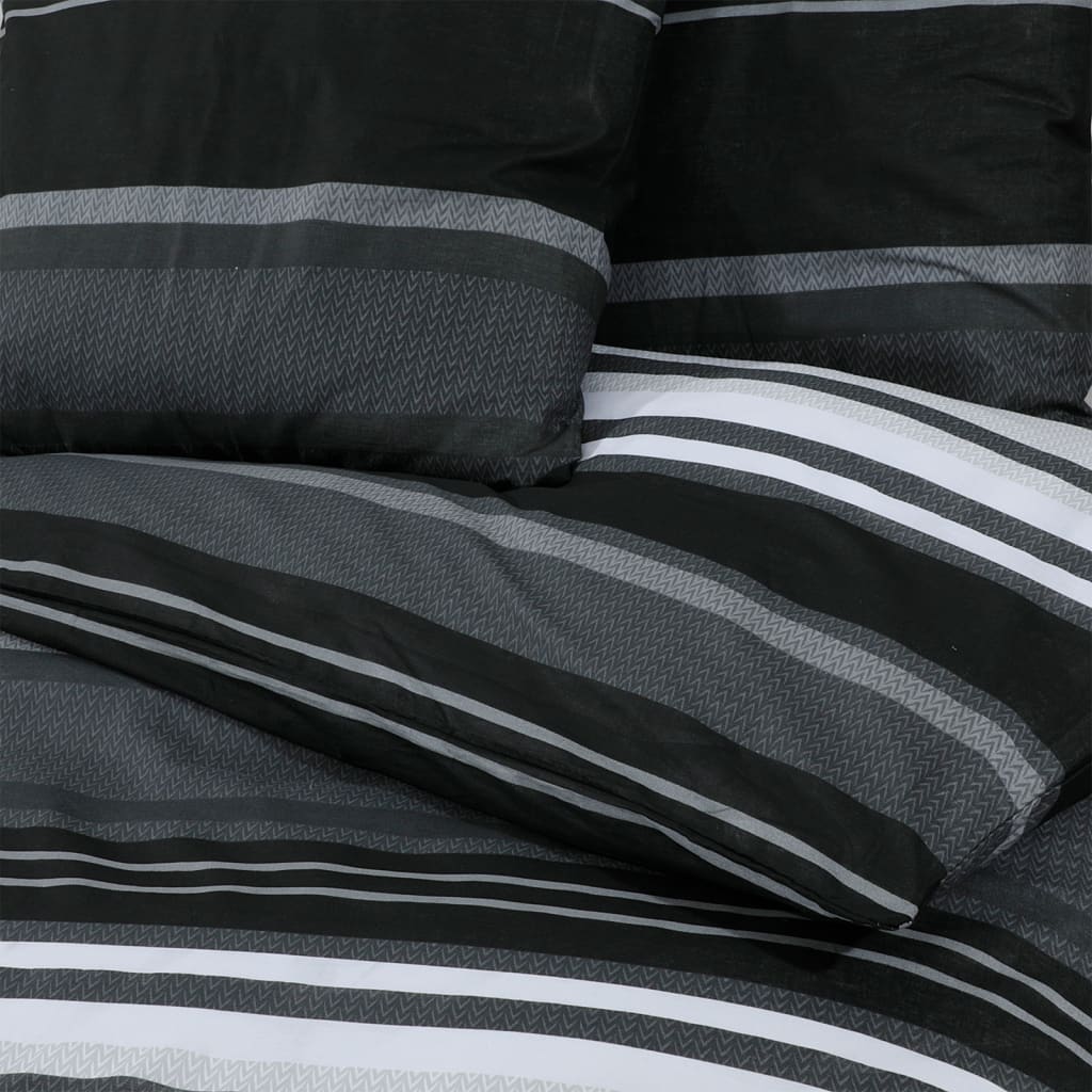 vidaXL Juego de funda nórdica algodón negro y blanco 155x220 cm