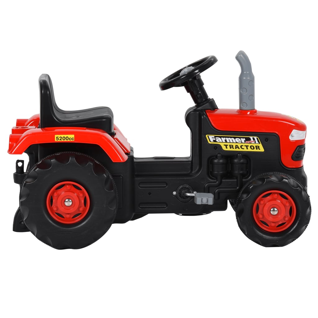 vidaXL Tractor para niños de pedales rojo y negro