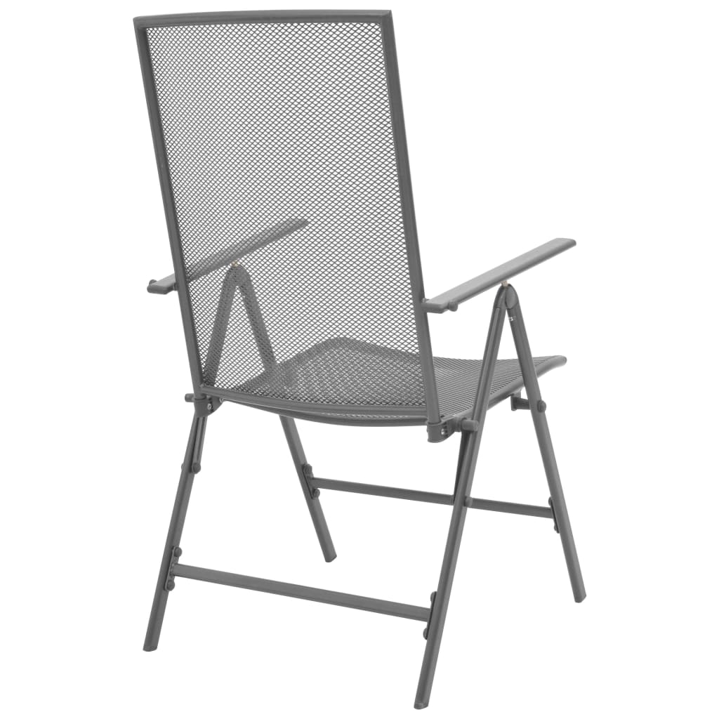 vidaXL Set de mesa y sillas plegables de jardín 5 piezas acero gris