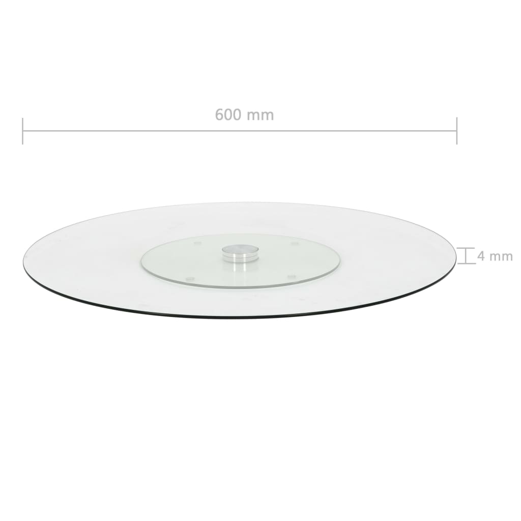 vidaXL Plato giratorio para servir vidrio templado transparente 60 cm