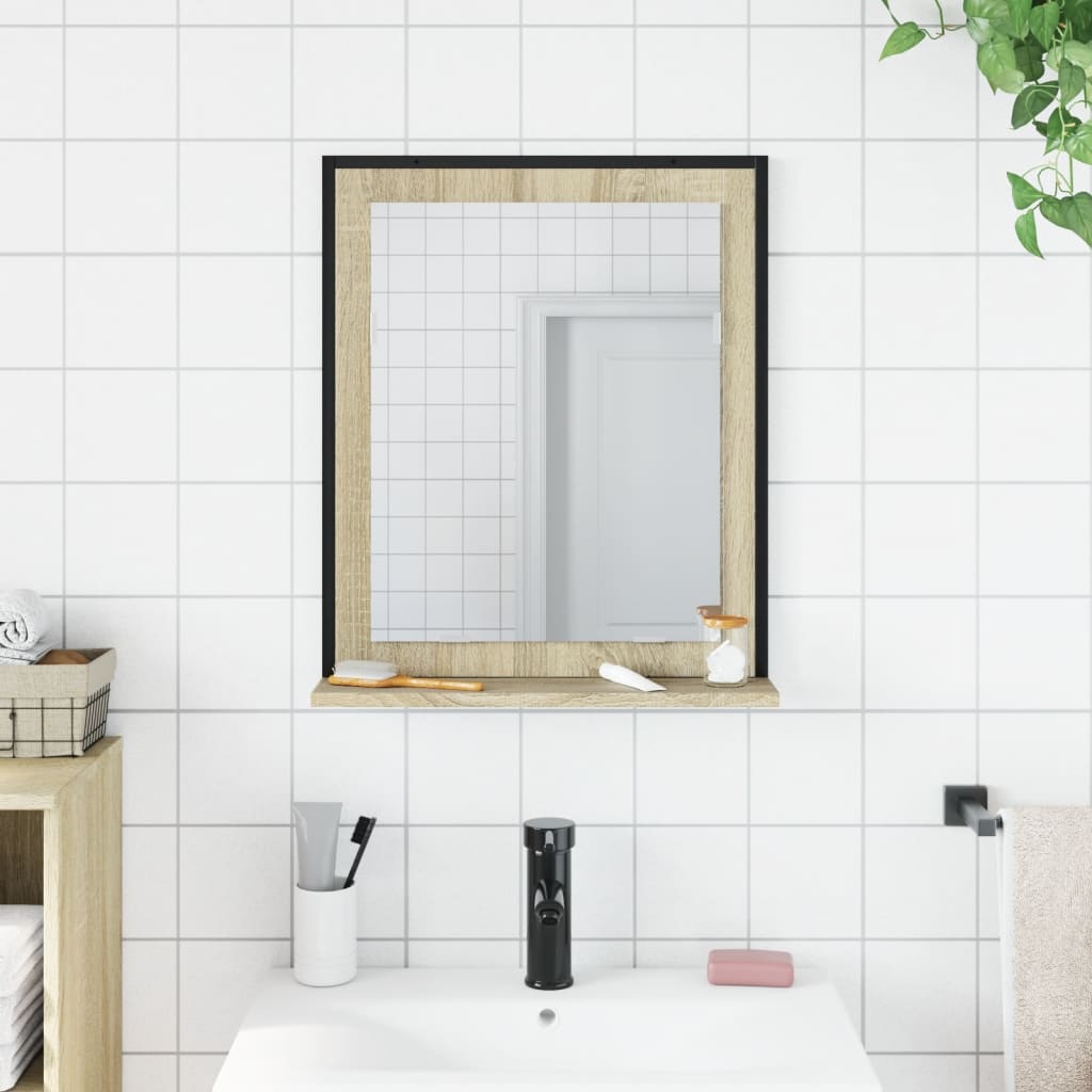 vidaXL Espejo de baño con estante madera ingeniería Sonoma 50x12x60 cm