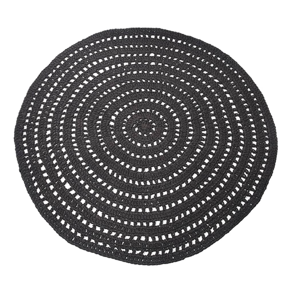 LABEL51 Alfombra redonda de punto de algodón negra 150 cm